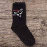 60 SECOND MAKEOVER Men's I'd Rather Be Riding My Horse Black Calf Socks