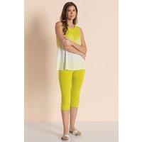 Klass. Women's Embellished Pull On Cropped Trousers in Yellow | Size: 18