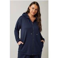 Evans Women's Zip Through Hoodie in Dark Navy | Size: 16