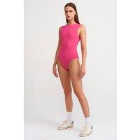 Dilvin Women's Seamless Sleeveless Slim-fit Unitard in Bright Pink | Size: Small