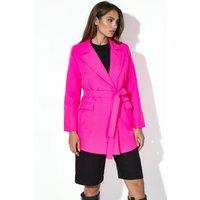 MSN Collection Women's Short Belted Shawl-collar Blazer in Bright Pink | Size: Medium