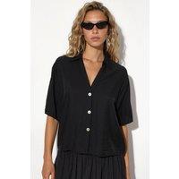 Busem Women's Women's Cropped Relaxed Shirt in Black | Size: Medium