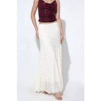 Busem Women's High-Waist A-Line Maxi Skirt in Ivory | Size: Small