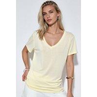 Busem Women's V-Neck Short Sleeve Modal Blouse in Cream | Size: XL