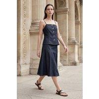 MyFashion Women's Women's Cotton-Lycra Two-Piece Coord in Dark Indigo | Size: Large