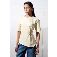 Dilvin Women's Crew Neck Short-sleeve Jersey T-shirt in Cream | Size: Medium
