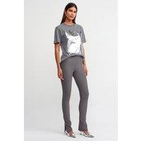 Dilvin Women's High-waist Flare Leggings With Slit in Charcoal | Size: Small