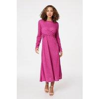 Izabel London Women's Cross Front Midi Dress in Fuchsia | Size: 14