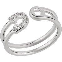 Spero London Women's Sterling Silver Pave Jewelled Safety Pin Ring