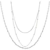 Spero London Women's Twisted & Beaded Chains Sterling Silver Layering Necklace Set
