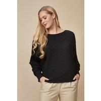 HOXTON GAL Women's Relaxed Fit Round Neck Long Sleeves Jumper in Black