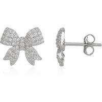 Spero London Women's Bowtie Sterling Silver Zirconia Stud Earring