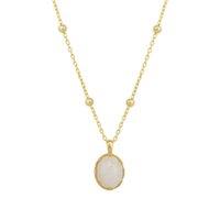 Spero London Women's Moonstone Sterling Silver Pendant Necklace With Beaded Chain in Gold