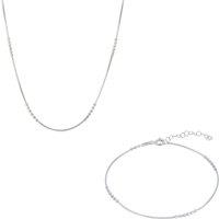 Spero London Women's Sterling Silver Small Beaded Bracelet & Necklace Set