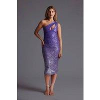 Vesper Women's One Shoulder Ombre Sequin Midaxi Dress in Lilac | Size: 6