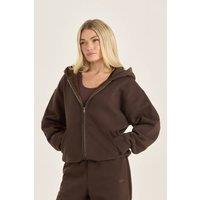Loom Archives Women's LOOM Oversized Zip Through Hoodie in Chocolate | Size: Medium