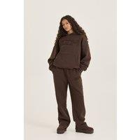 Loom Archives Women's LOOM Applique Washed Straight Leg Jogger in Chocolate | Size: XL