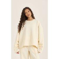 Loom Archives Women's LOOM Ruched Sleeve Detail Sweat Shirt in Cream | Size: Large
