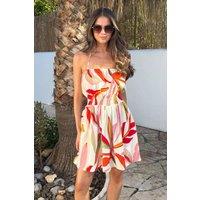 AX Paris Women's Multi Leaf Print Tie Neck Mini Dress | Size: 8
