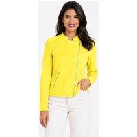 Kettlewell Women's Rachel Cropped Biker Jacket in Bright Yellow | Size: XS
