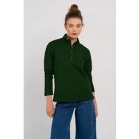 Kettlewell Women's Robyn 1/4 Zip Sweatshirt in Bottle Green | Size: 8