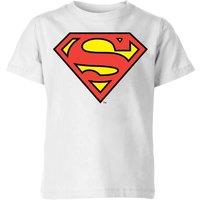 Superman Official DC Comics Original Shield Kids' T-Shirt - 7-8 Years in White | Size: YM