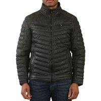 TruClothing Men's Quilted Puffer Soft Napa Leather Jacket in Black | Size: XL