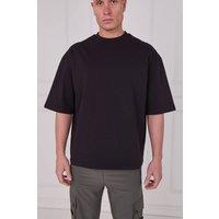 ELAINA FASHION Men's Heavyweight Oversized T-Shirt - Premium 100% Cotton in Black | Size: Small