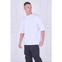 ELAINA FASHION Men's Heavyweight Oversized T-Shirt - Premium 100% Cotton in White | Size: 2XL