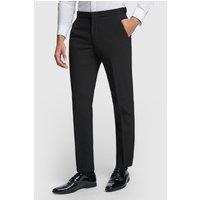 Limehaus Men's Flat Fronted Regular Suit Trousers in Black | Size: 32S