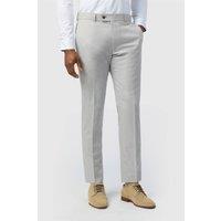Antique Rogue Men's Flat Fronted Textured Slim Fit Suit Trousers in Light Grey | Size: 44R