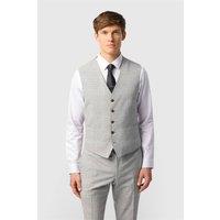 Antique Rogue Men's Single Breasted Five Button Checked Slim Fit Waistcoat in Light Grey | Size: 48R
