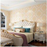 Living and Home 9.5x0.53m European Textured Non-Woven Wallpaper Roll in Gold