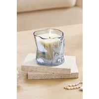 SHEONLY Bluebell Soy Wax Scented Candle in Irregular Curved Glass Cup in Blue