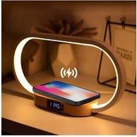 H&O Direct LED Bedside Lamp with Wireless Charger in Natural