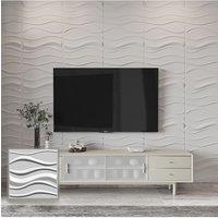 Living and Home 12 Pack 3D Wave Texture PVC Decorative Wall Panels in White