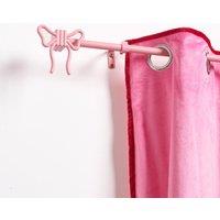 OHS Curtain Pole Extendable 16mm Metal Finnials Bow End Rod 120-220cm in Pink | Size: 220 cm
