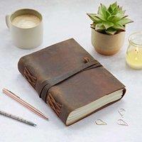 Paper High Buffalo Leather Journal with Leather Tie in Brown