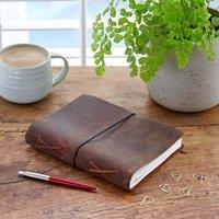Paper High Buffalo Leather Journal with Elastic Tie in Brown