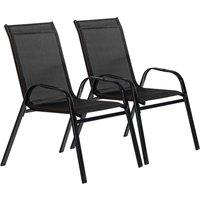 Harbour Housewares Texteline Canvas Garden Chairs Pack of 2 in Black