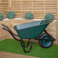 Samuel Alexander 110 Litre 150kg Capacity Heavy Duty Outdoor Pneumatic Plastic Garden Wheelbarrow in Green