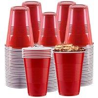 ECONX 16oz Red Party Cups Disposable Plastic Cups Beer Pong Reusable x 100
