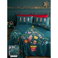 Catherine Lansfield Christmas Nutcracker Duvet Cover Set in Green | Size: Single