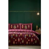 Catherine Lansfield Christmas Nutcracker Stripe Duvet Cover Set in Plum | Size: Single