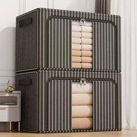 Ventryn 100L Foldable Storage Boxes, Black White Stripes Clear Finish Bin