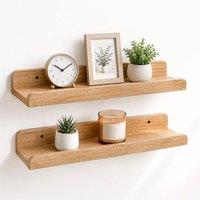FLAVORA Oak 40cm Floating Wall Display Shelf in Natural | Size: 0.6m2