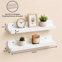 FLAVORA 40cm White Floating Wall Display Shelf | Size: 0.6m2