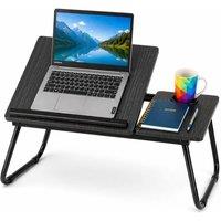 FLAVORA Black Laptop Table Foldable With Adjustable Tilt Top Portable Desk | Size: 0.6m2