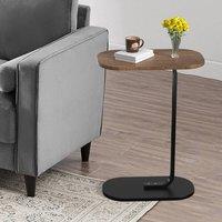 FLAVORA Compact C-Shaped Sofa Side Laptop Table in Brown | Size: 0.6m2
