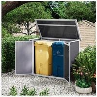 Living and Home 4.5x2.5 ft Outdoor Metal Garbage Storage Shed - Sloped Roof and Double Doors, Weather-Resistant in Grey
